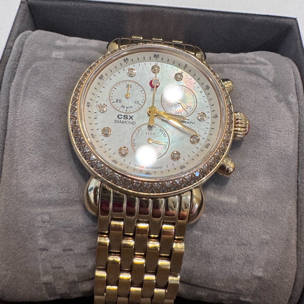 Michele Gold and Silver Chronograph Watch - Picture 2 of 4